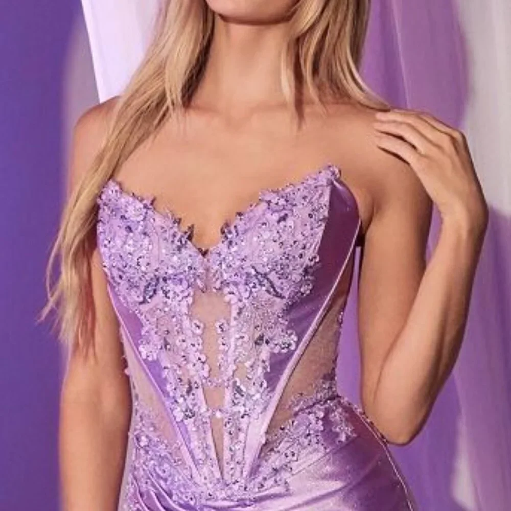 NEW FORMAL SLEEVELESS LONG SHEATH SATIN GOWN W/ SHEER STRUCTURAL BODICE CDS521_4